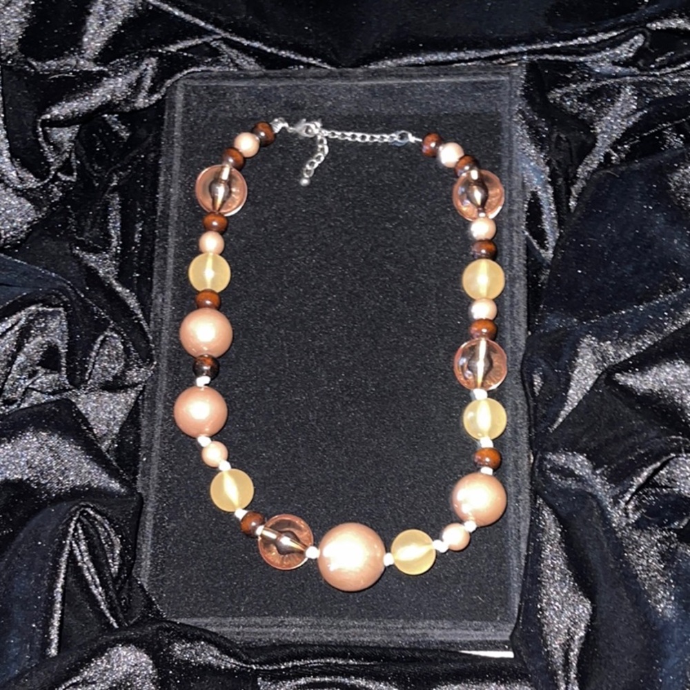 Elegant Brown and Gold Beaded Necklace